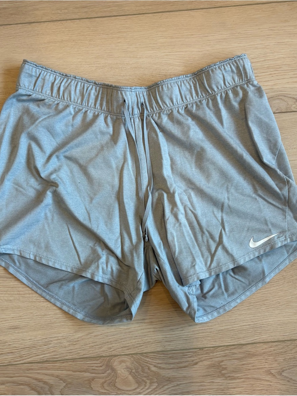 Nike Women's Light Gray Running Shorts with Drawstring Waist